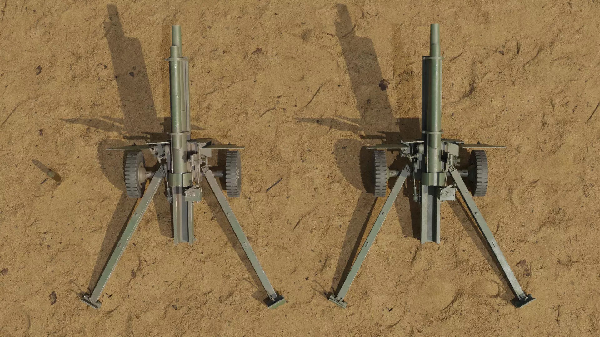 Howitzer WWII Cannon Low-poly 3D model_9