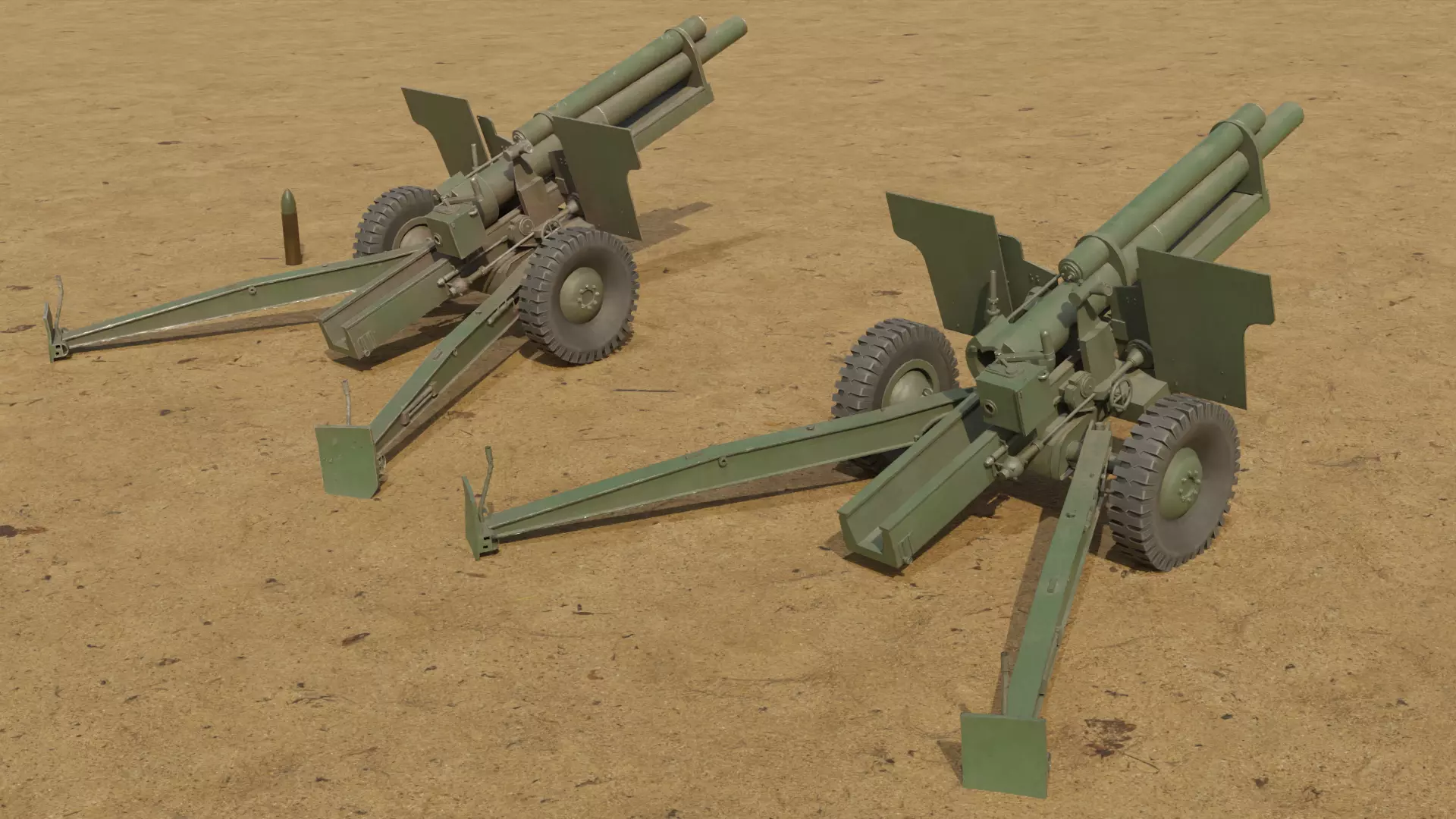 Howitzer WWII Cannon Low-poly 3D model_11