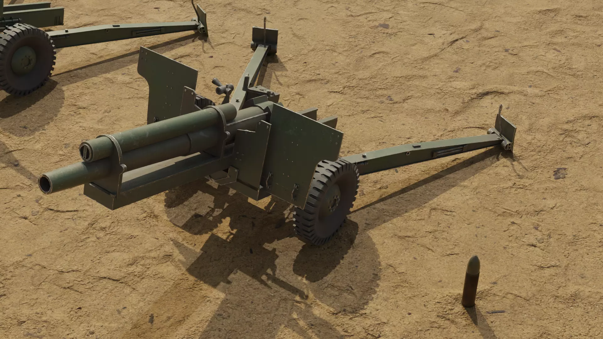 Howitzer WWII Cannon Low-poly 3D model_5