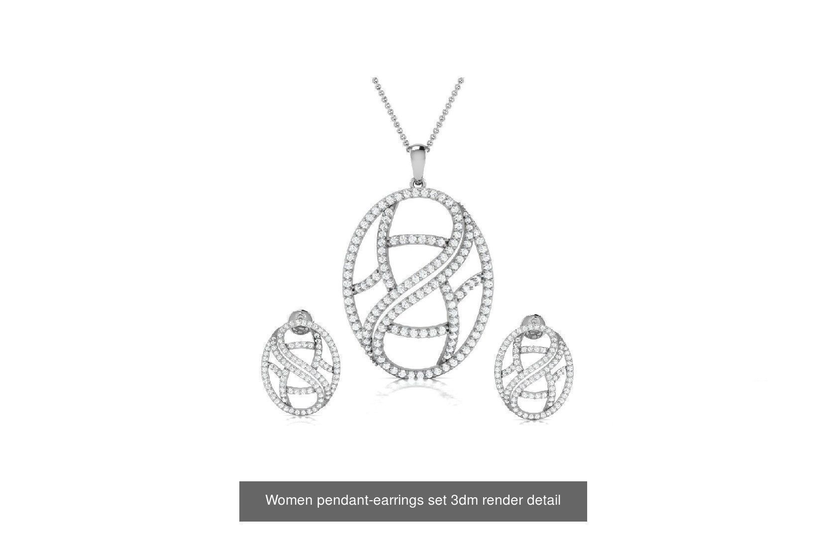 74 Women pendant-earrings set 3dm render detail 3D Model Collection_72