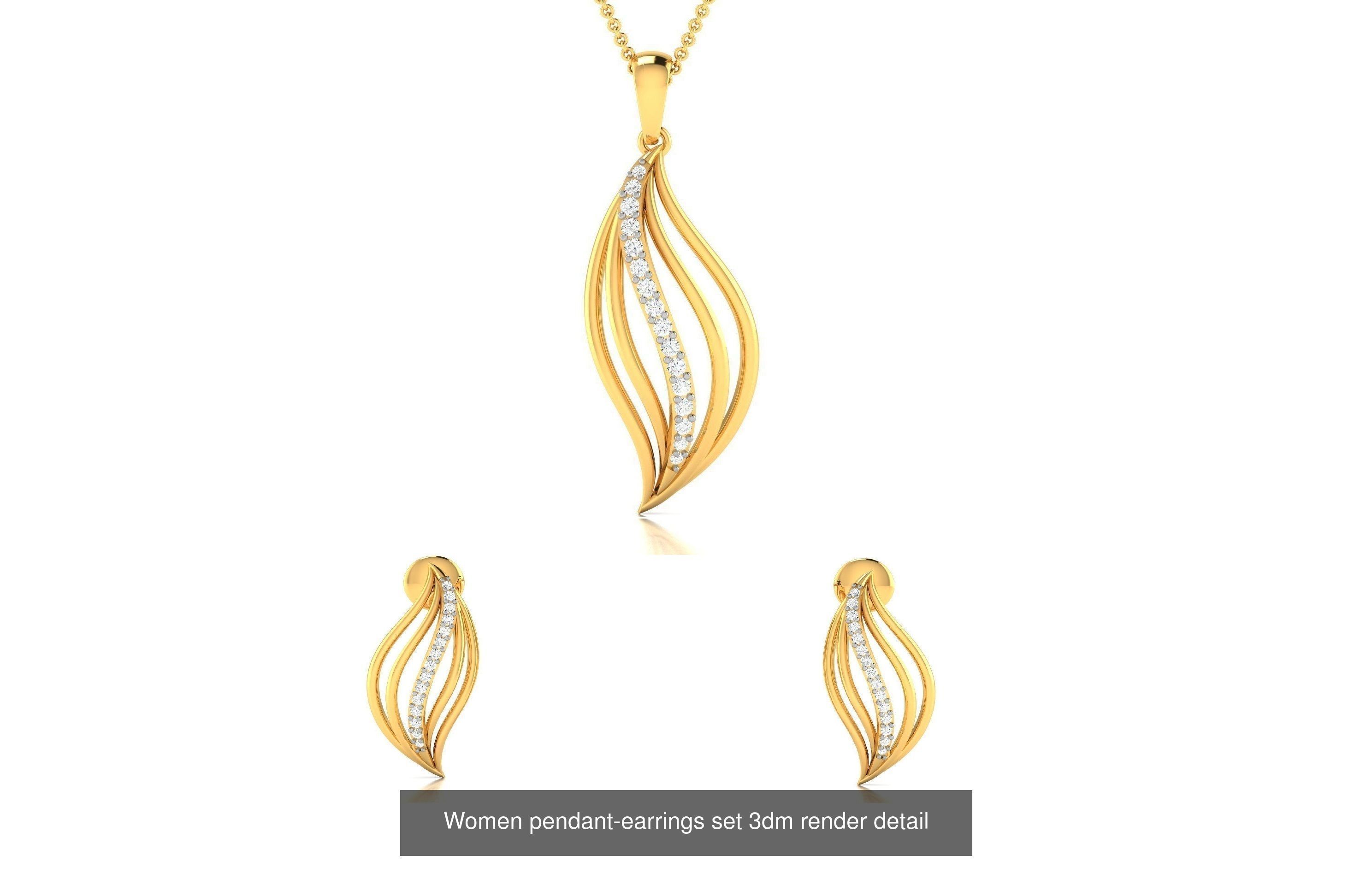 74 Women pendant-earrings set 3dm render detail 3D Model Collection_79