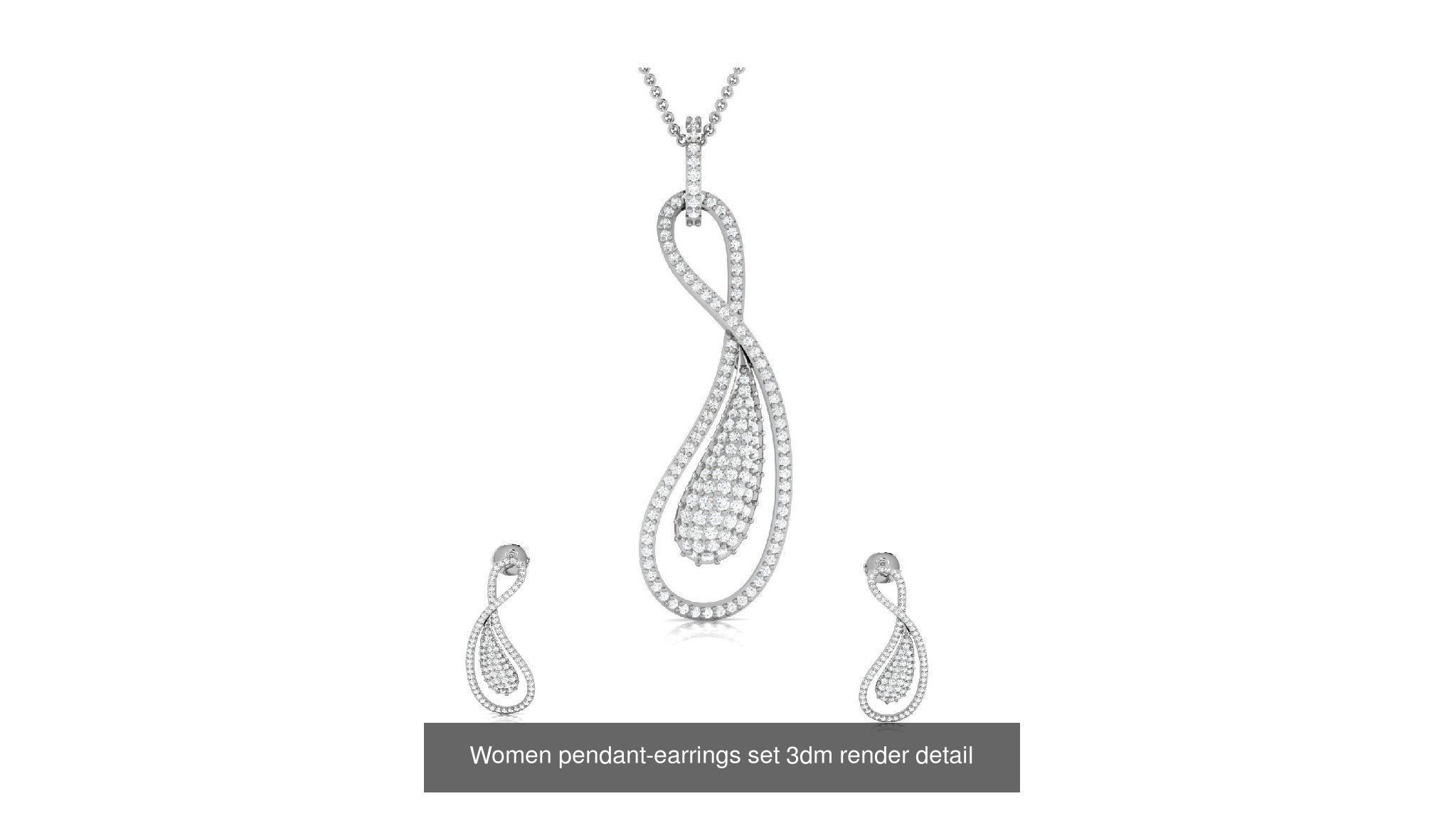 74 Women pendant-earrings set 3dm render detail 3D Model Collection_73