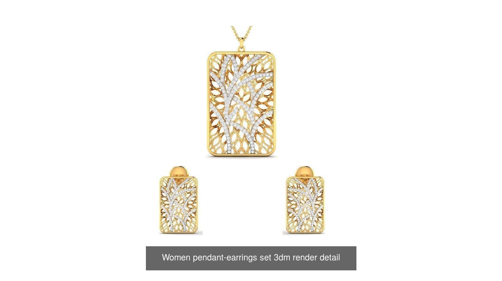 74 Women pendant-earrings set 3dm render detail 3D Model Collection_60