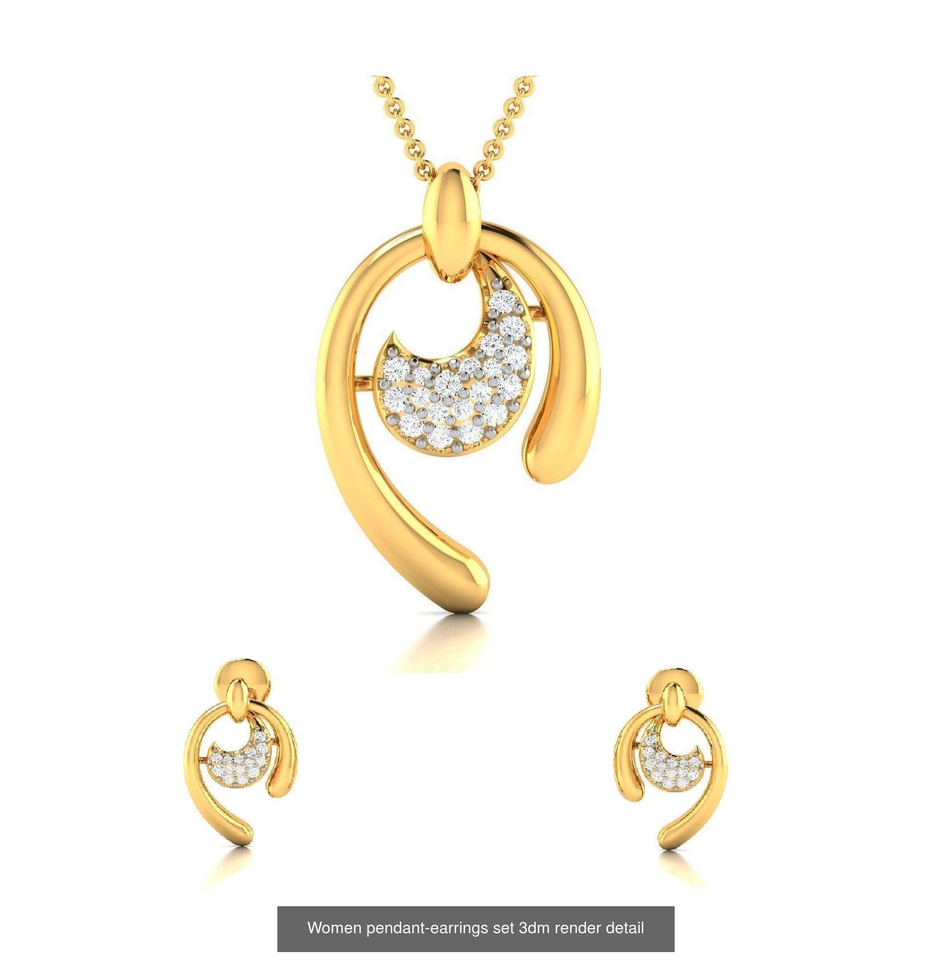 74 Women pendant-earrings set 3dm render detail 3D Model Collection_55