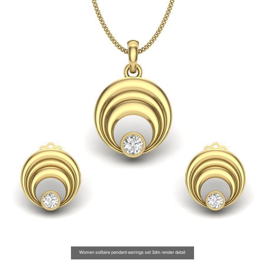 74 Women pendant-earrings set 3dm render detail 3D Model Collection_39