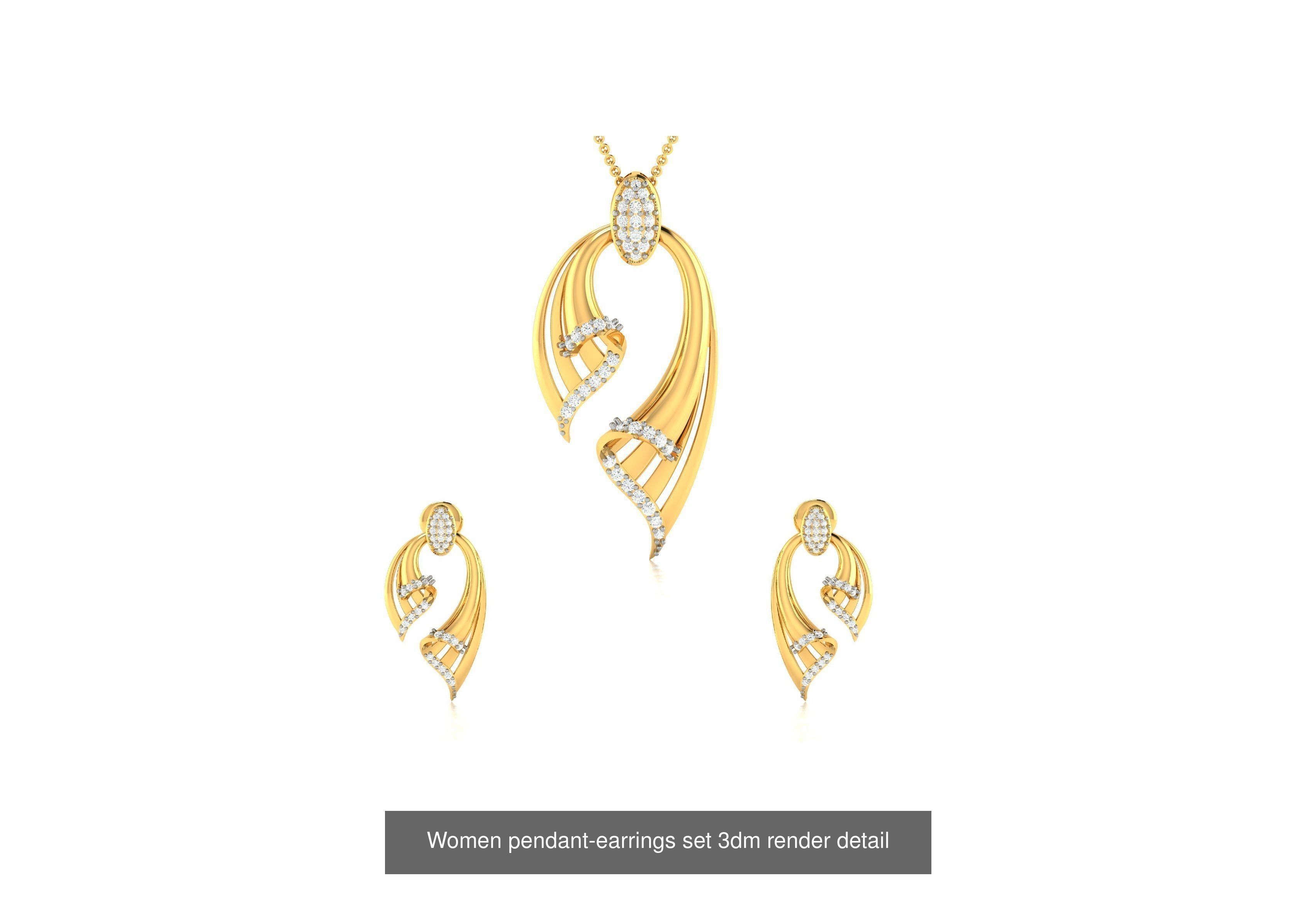 74 Women pendant-earrings set 3dm render detail 3D Model Collection_71