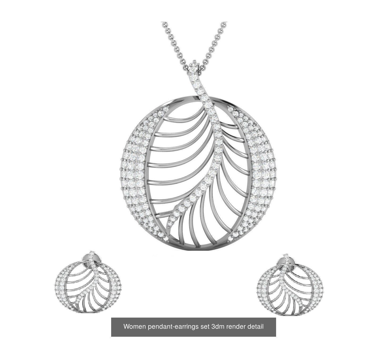 74 Women pendant-earrings set 3dm render detail 3D Model Collection_50