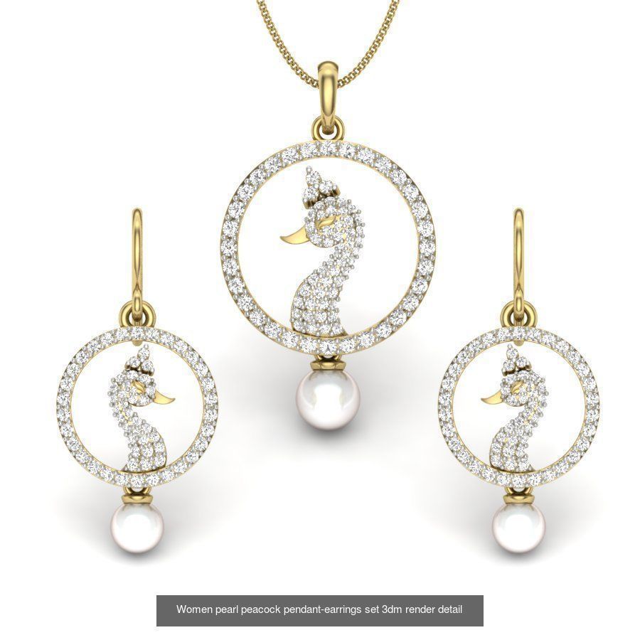 74 Women pendant-earrings set 3dm render detail 3D Model Collection_46