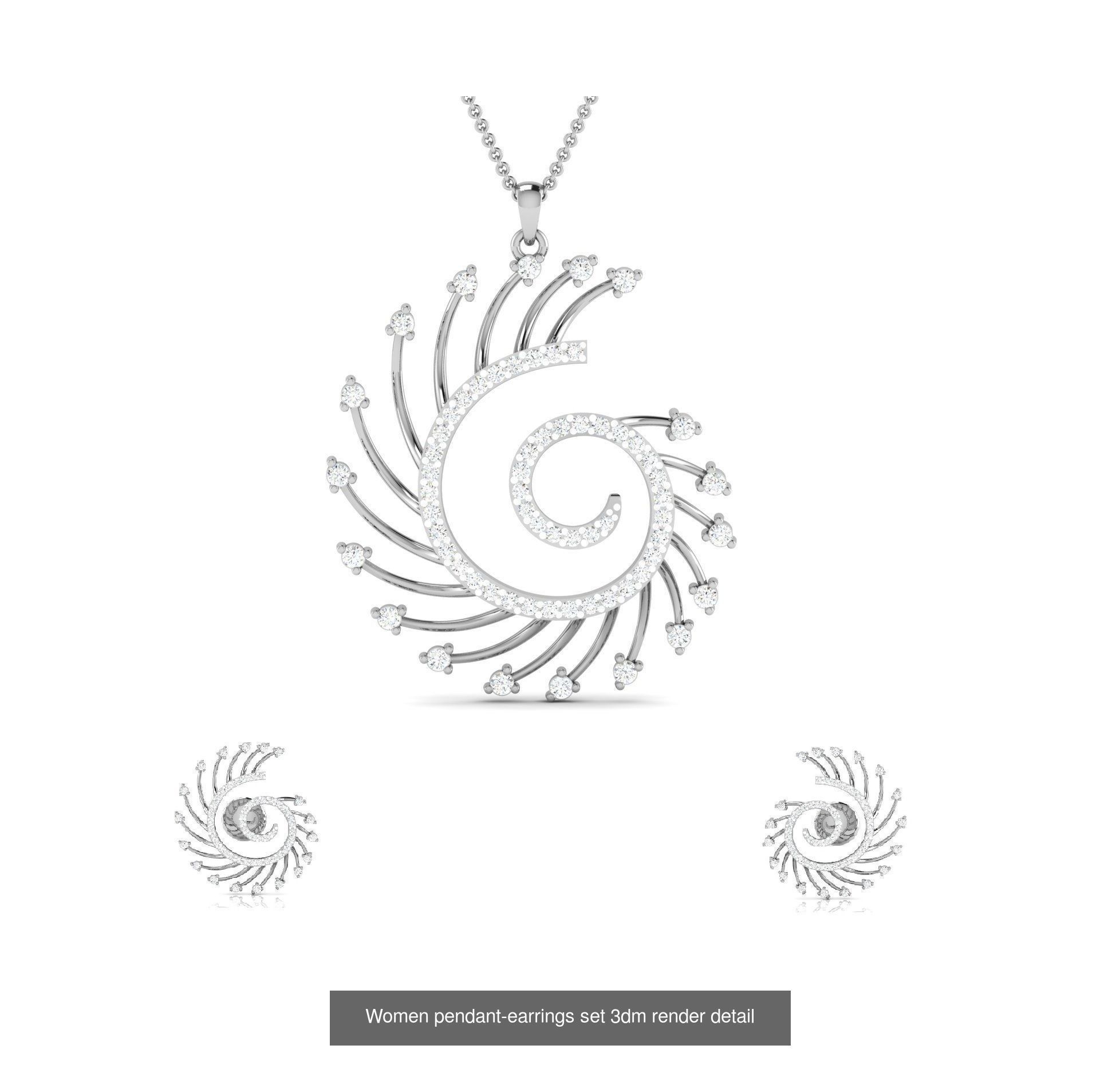 74 Women pendant-earrings set 3dm render detail 3D Model Collection_66