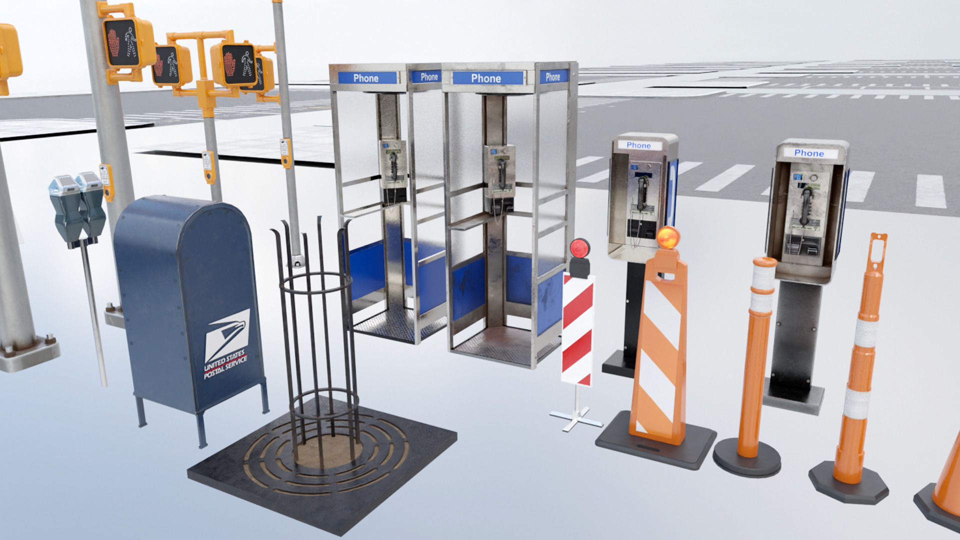 Interstate Props Low-poly 3D model_1