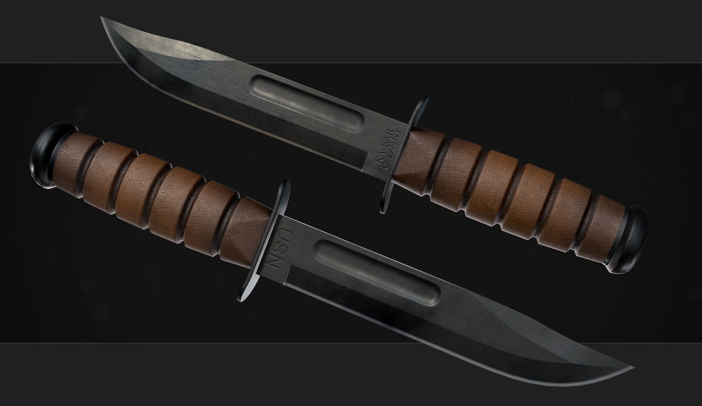 Combat Military Knife KA-BAR  Low-poly 3D model_3