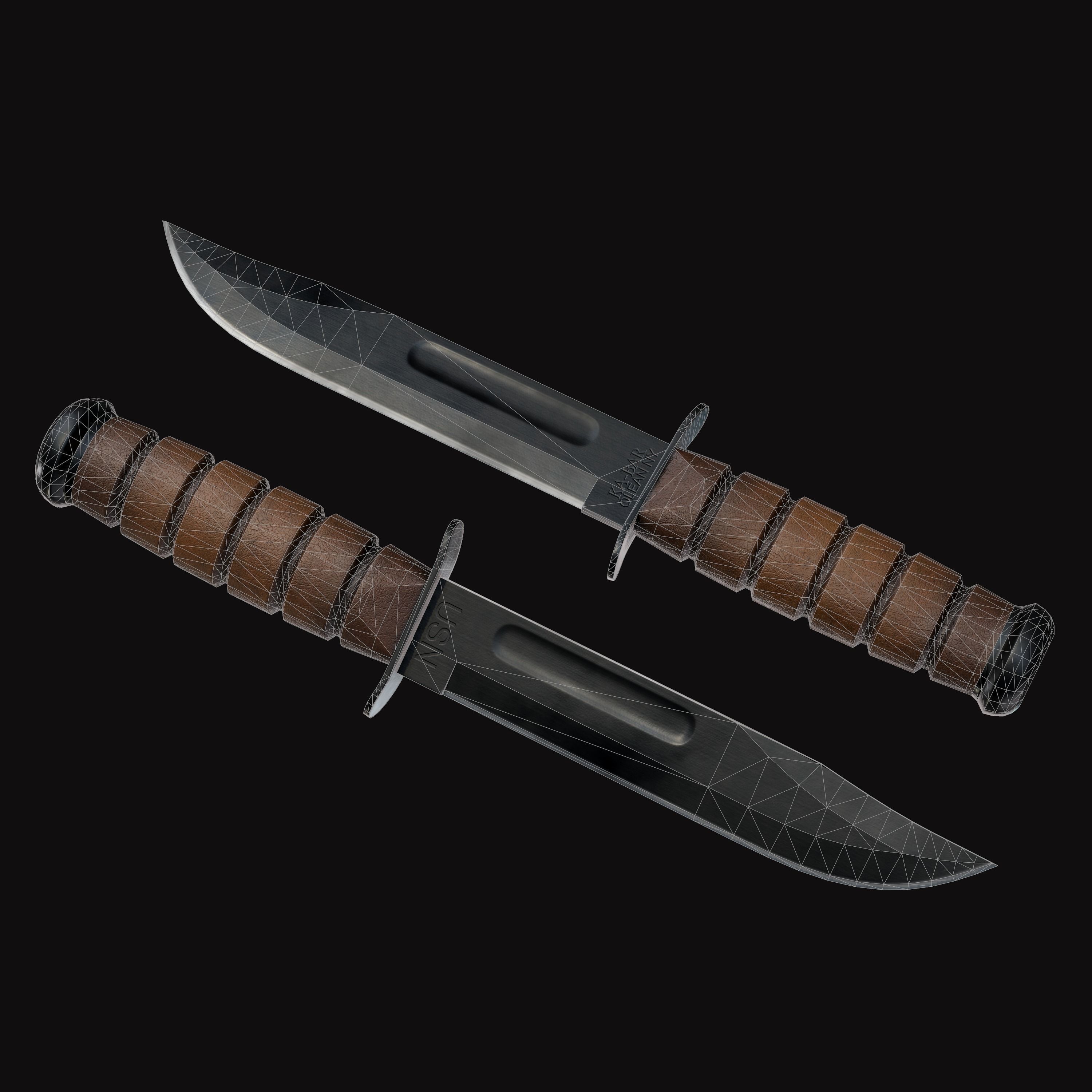 Combat Military Knife KA-BAR  Low-poly 3D model_6