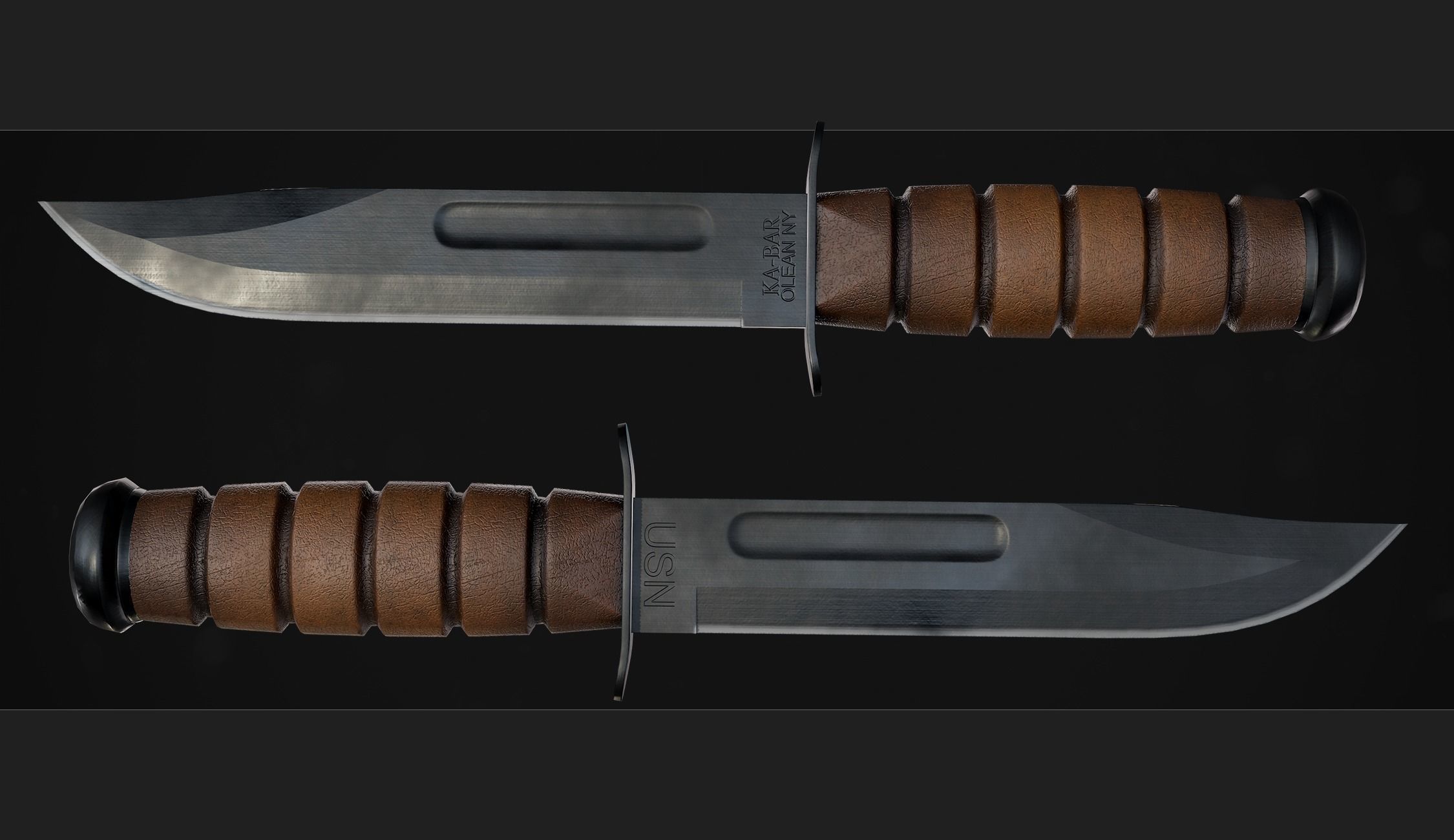 Combat Military Knife KA-BAR  Low-poly 3D model_4