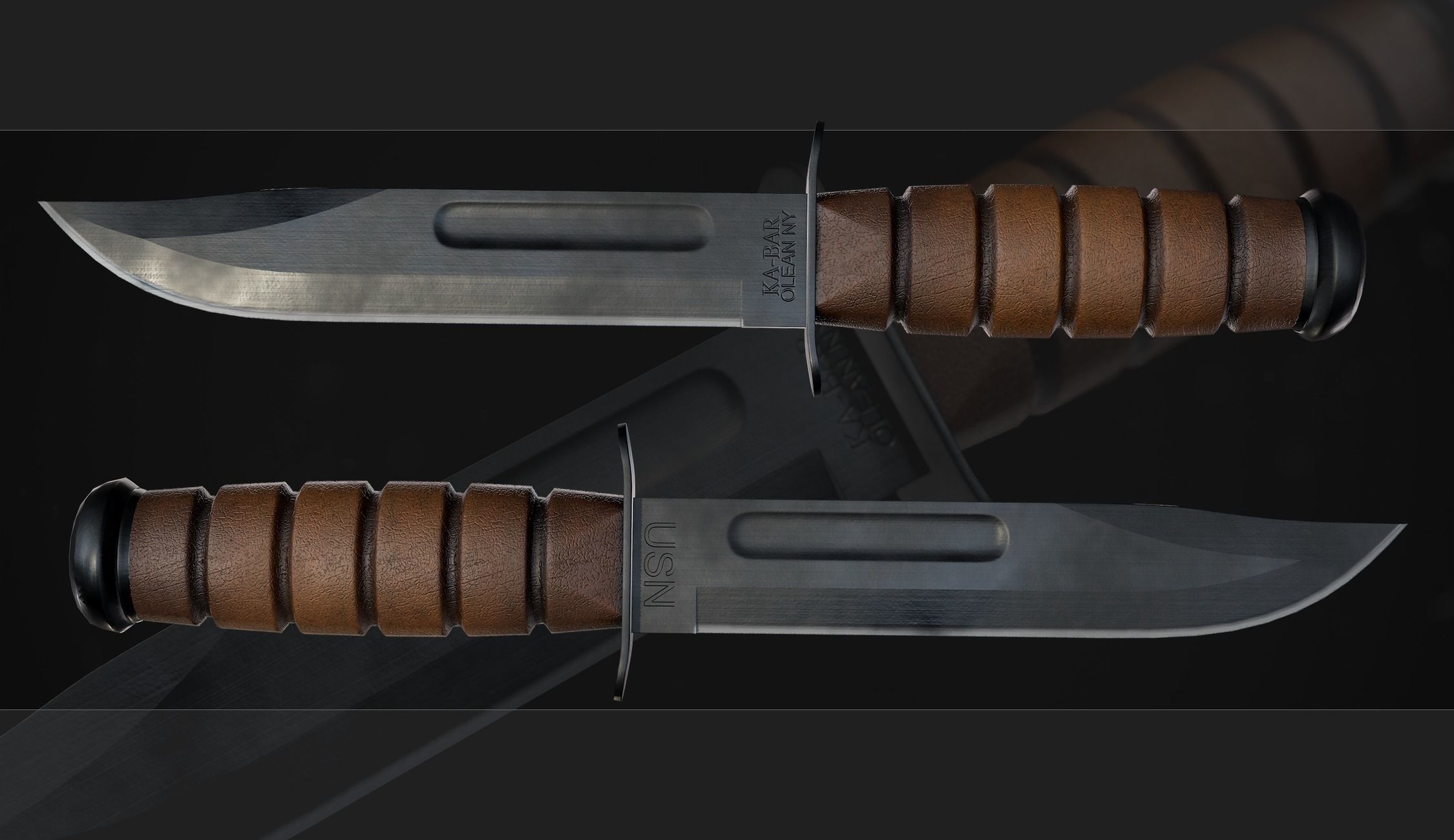 Combat Military Knife KA-BAR  Low-poly 3D model_2