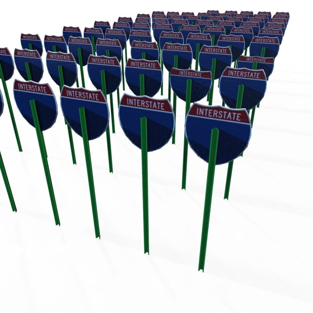 Interstate Shields Low-poly 3D model_3