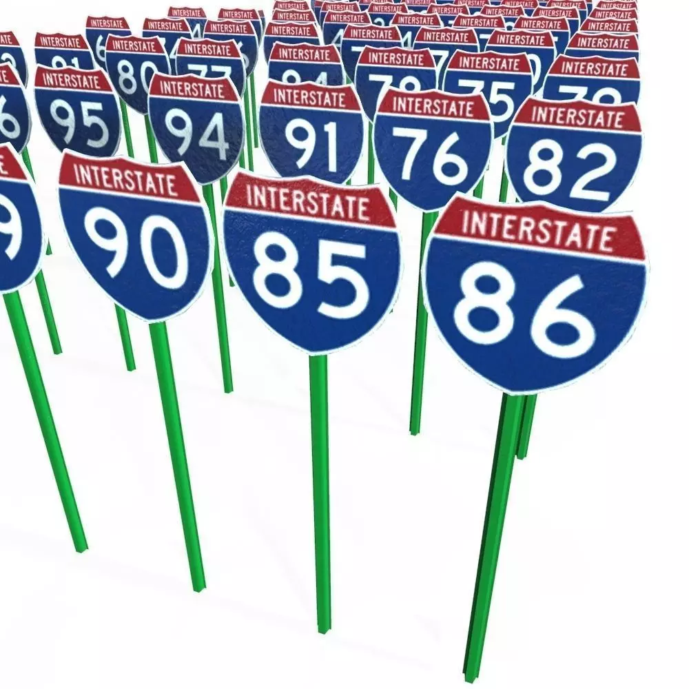 Interstate Shields Low-poly 3D model_0