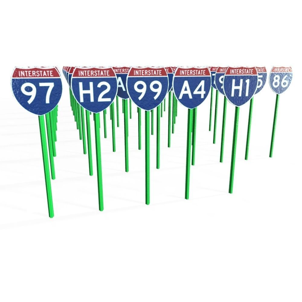 Interstate Shields Low-poly 3D model_1