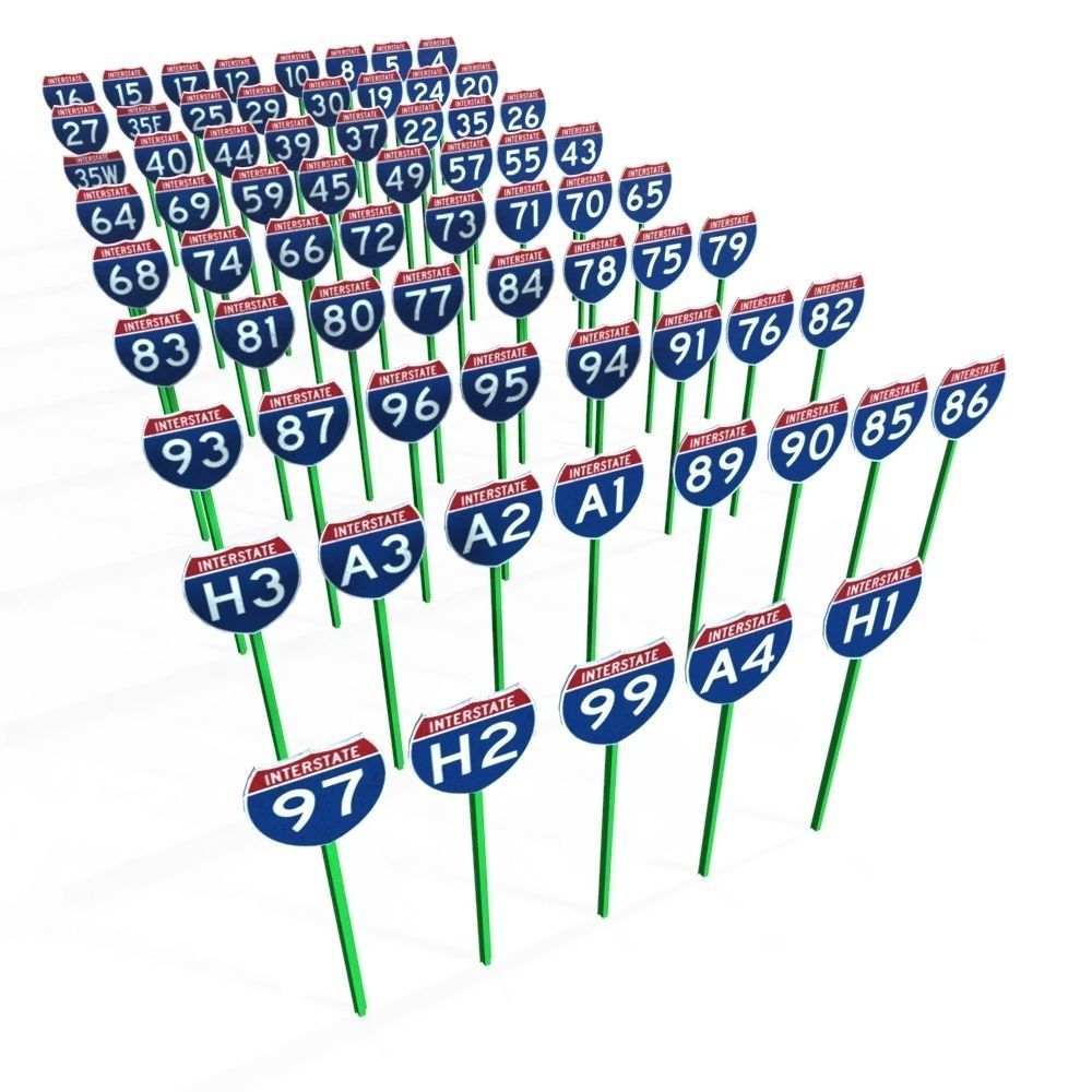 Interstate Shields Low-poly 3D model_2