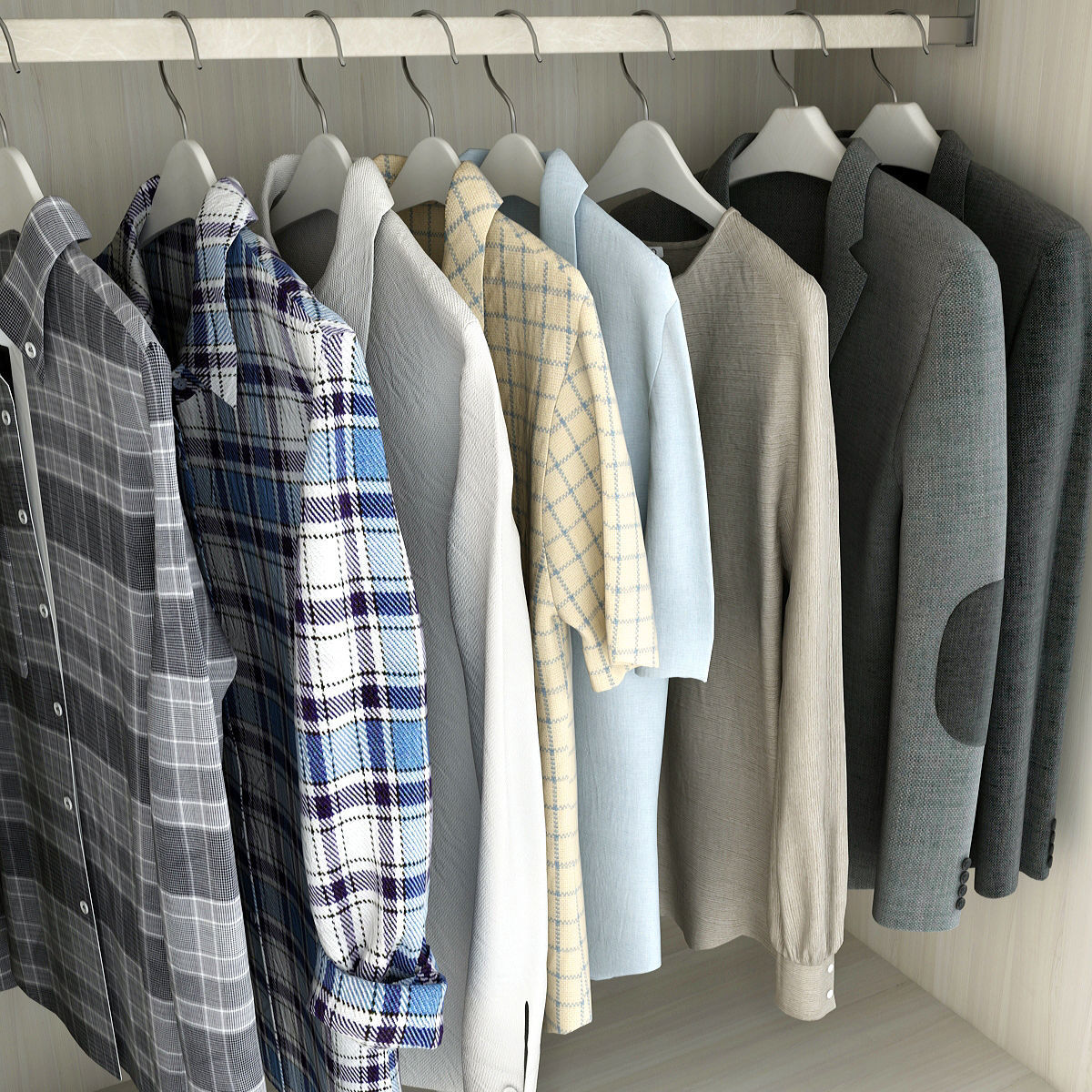 Wardrobe with clothes and drawers 3D model_3
