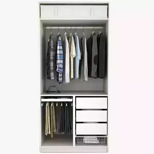 Wardrobe with clothes and drawers