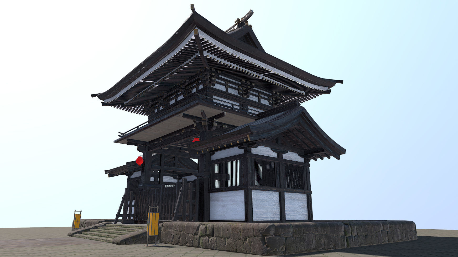 Japanese Gate Low-poly 3D model_8