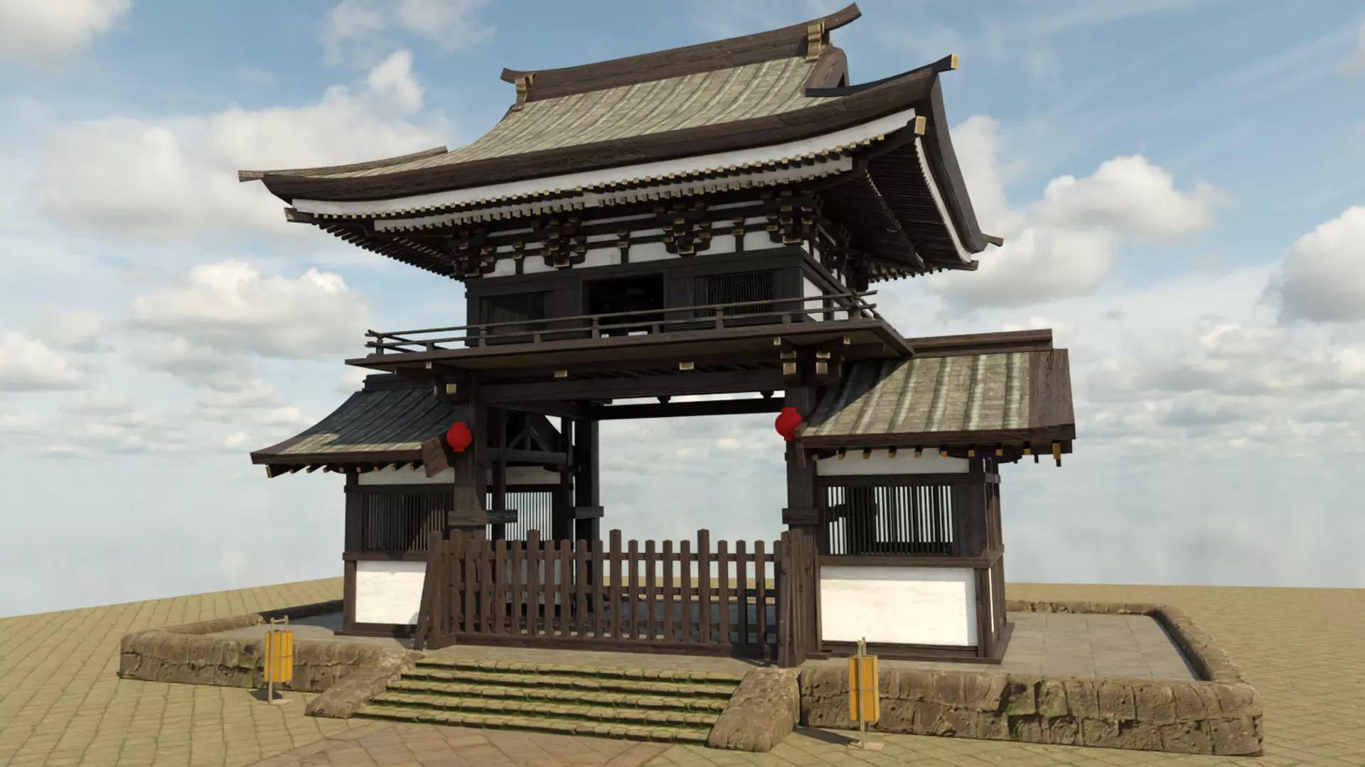 Japanese Gate Low-poly 3D model_0