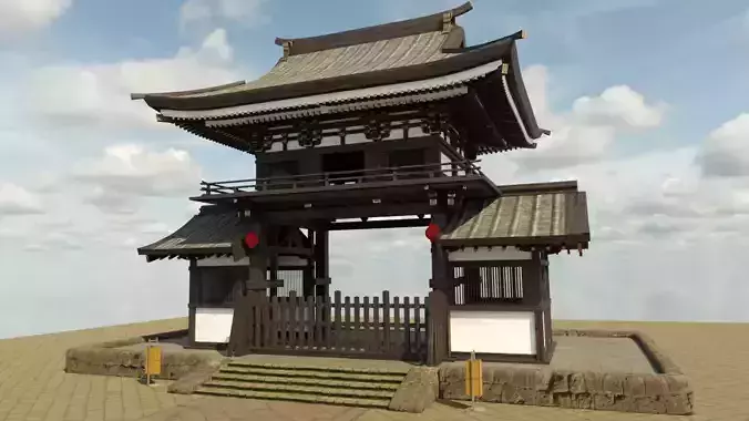 Japanese Gate Low-poly 3D model