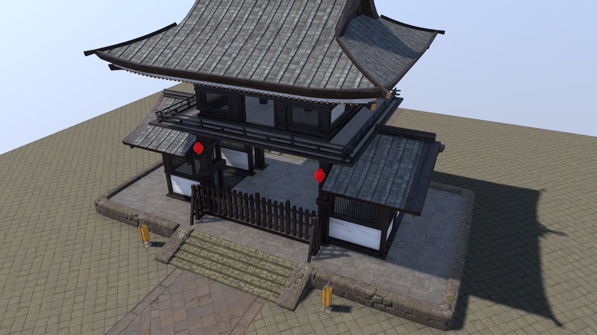 Japanese Gate Low-poly 3D model_9