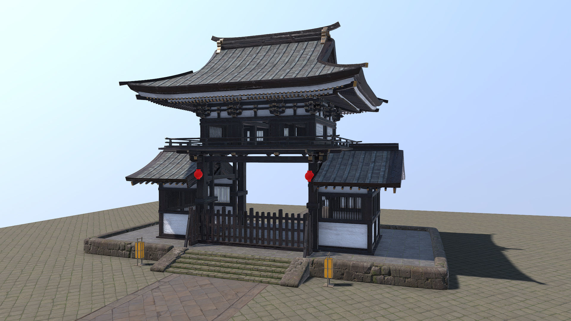 Japanese Gate Low-poly 3D model_6