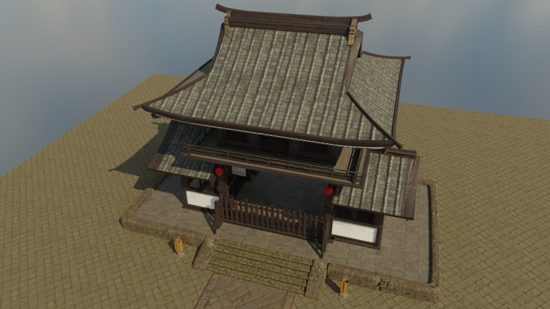 Japanese Gate Low-poly 3D model_4