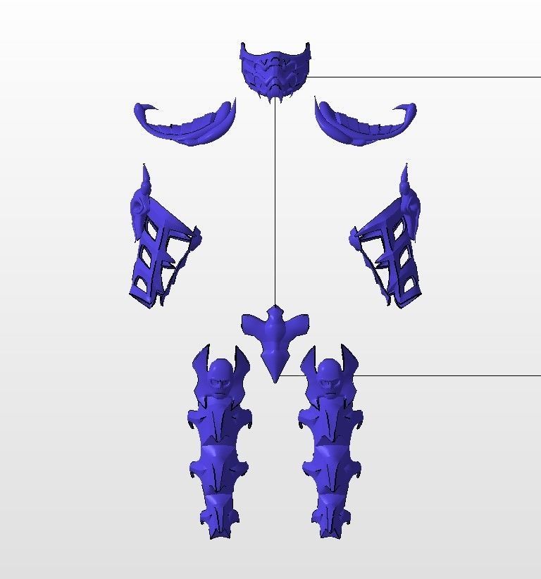 Scorpion mask and armor MK9 3D print model_11