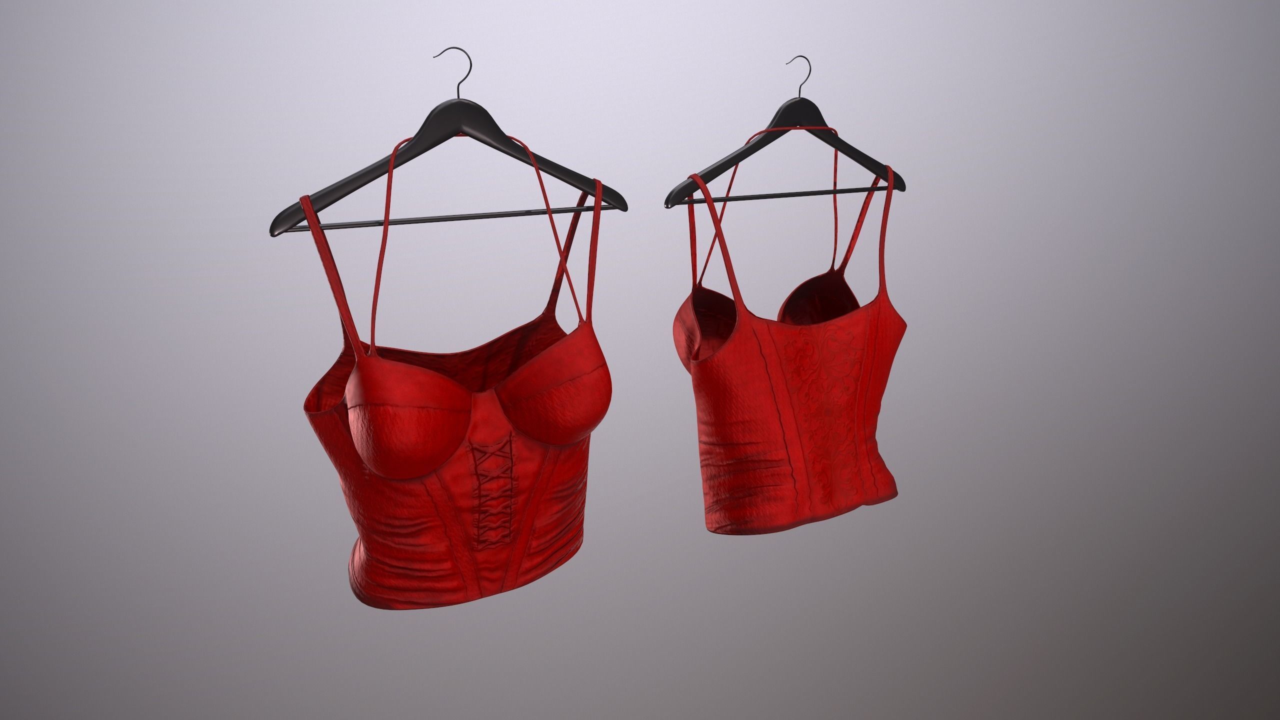 Female Red Dress Low-poly 3D model_8