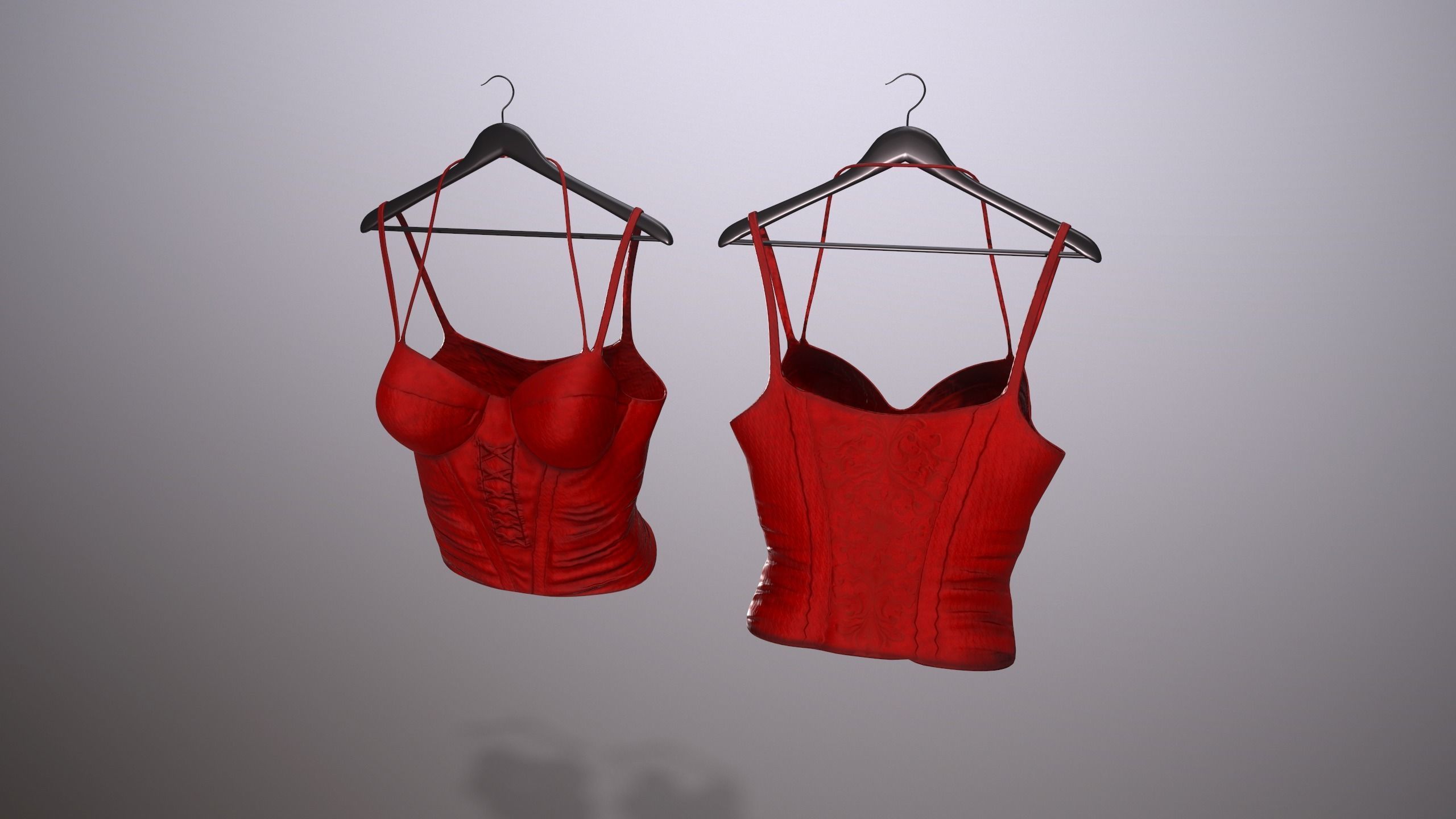 Female Red Dress Low-poly 3D model_6