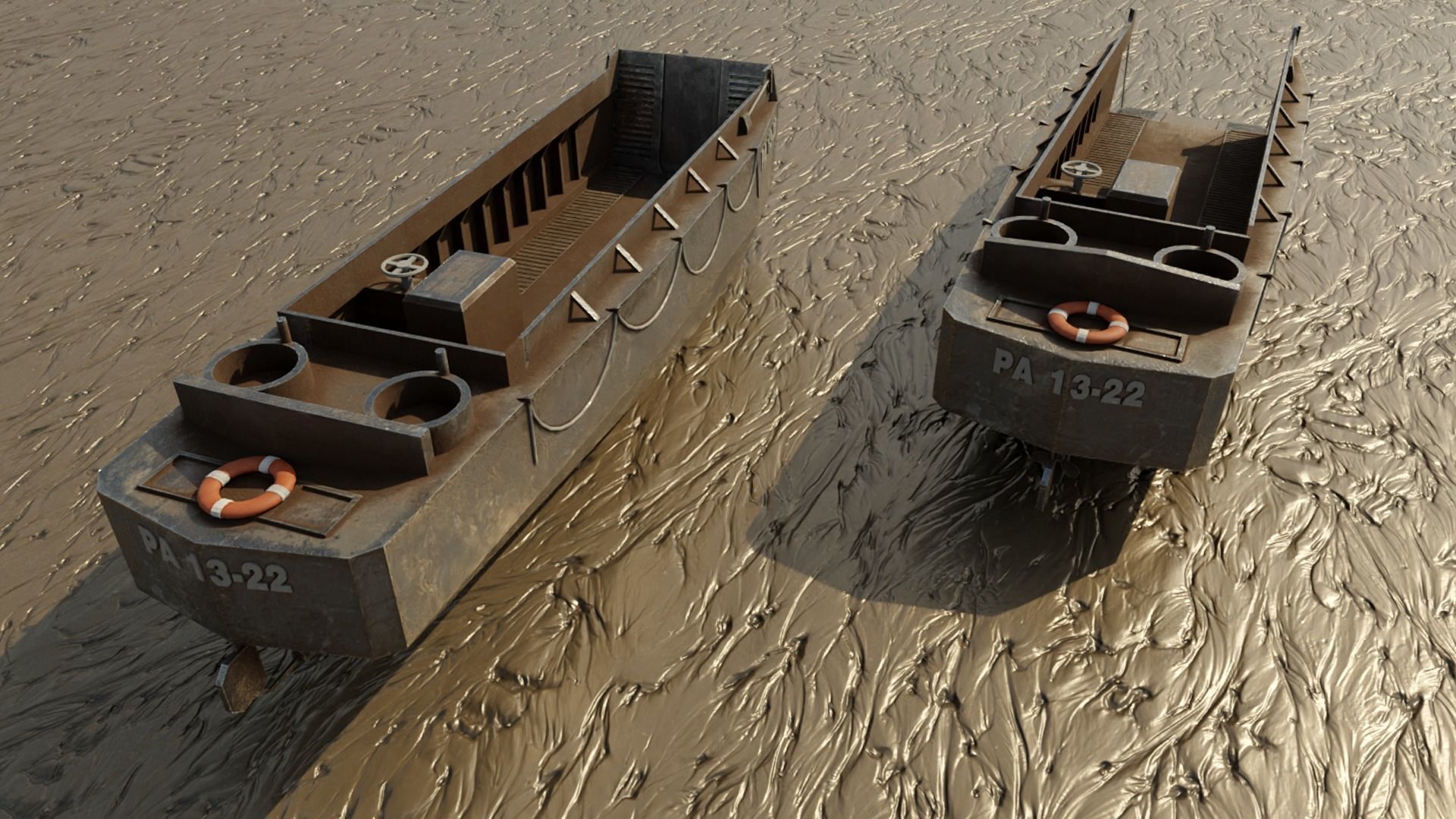 World War 2 LCVP Landing Boat Low-poly 3D model_2