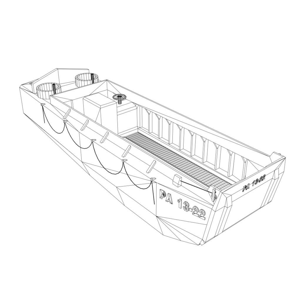 World War 2 LCVP Landing Boat Low-poly 3D model_5