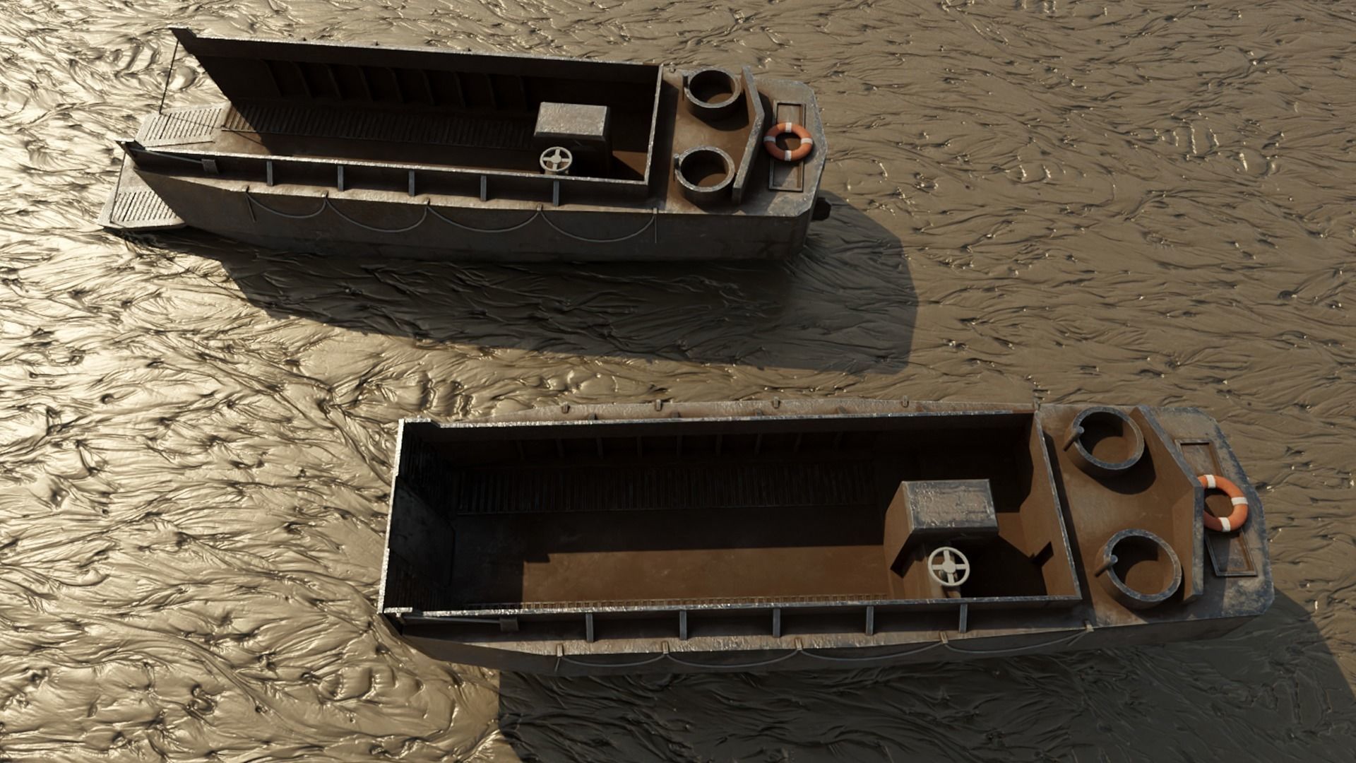 World War 2 LCVP Landing Boat Low-poly 3D model_3