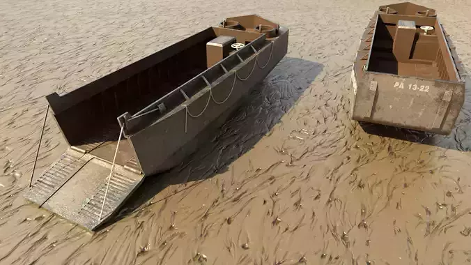 World War 2 LCVP Landing Boat Low-poly 3D model