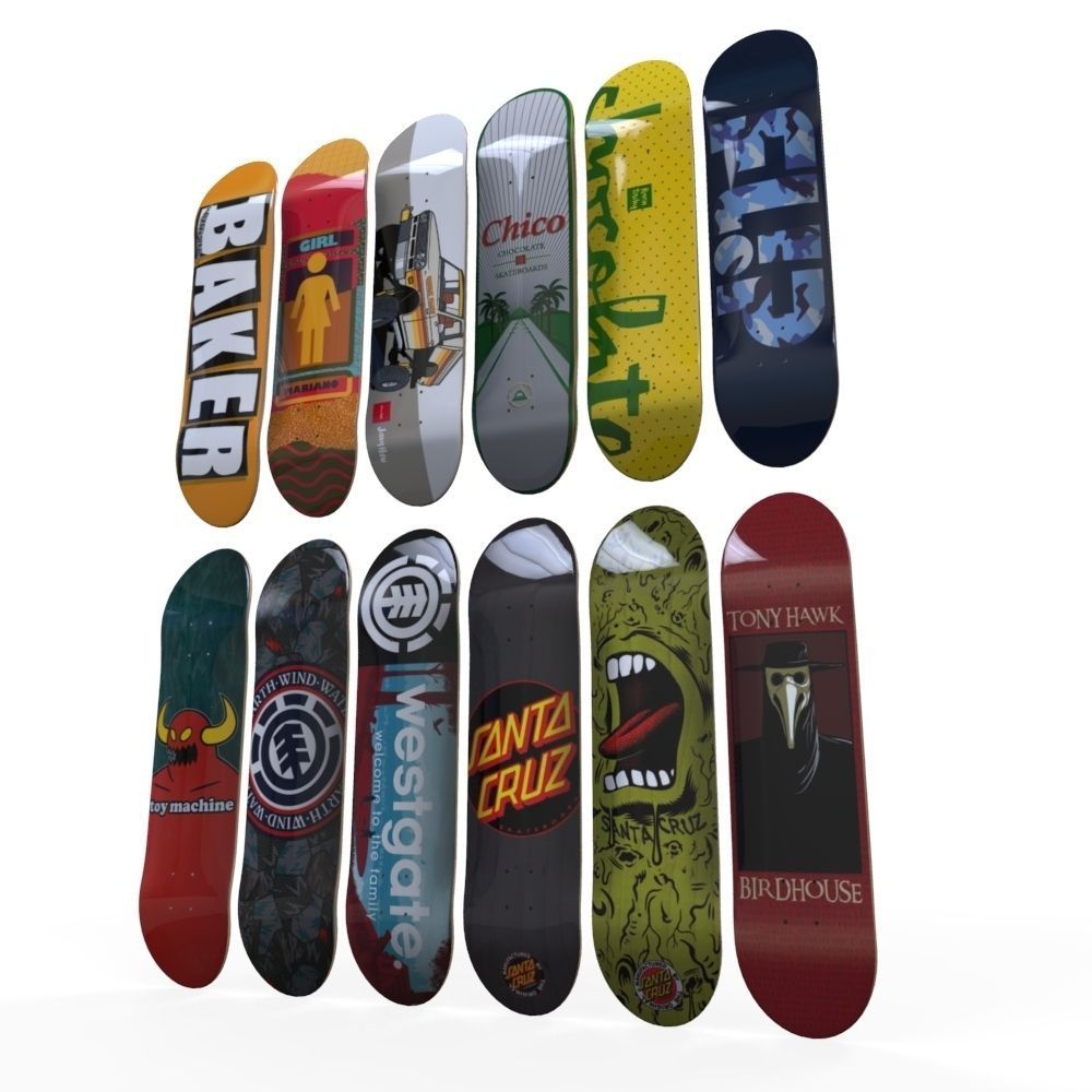 Skate Decks Low-poly 3D model_5