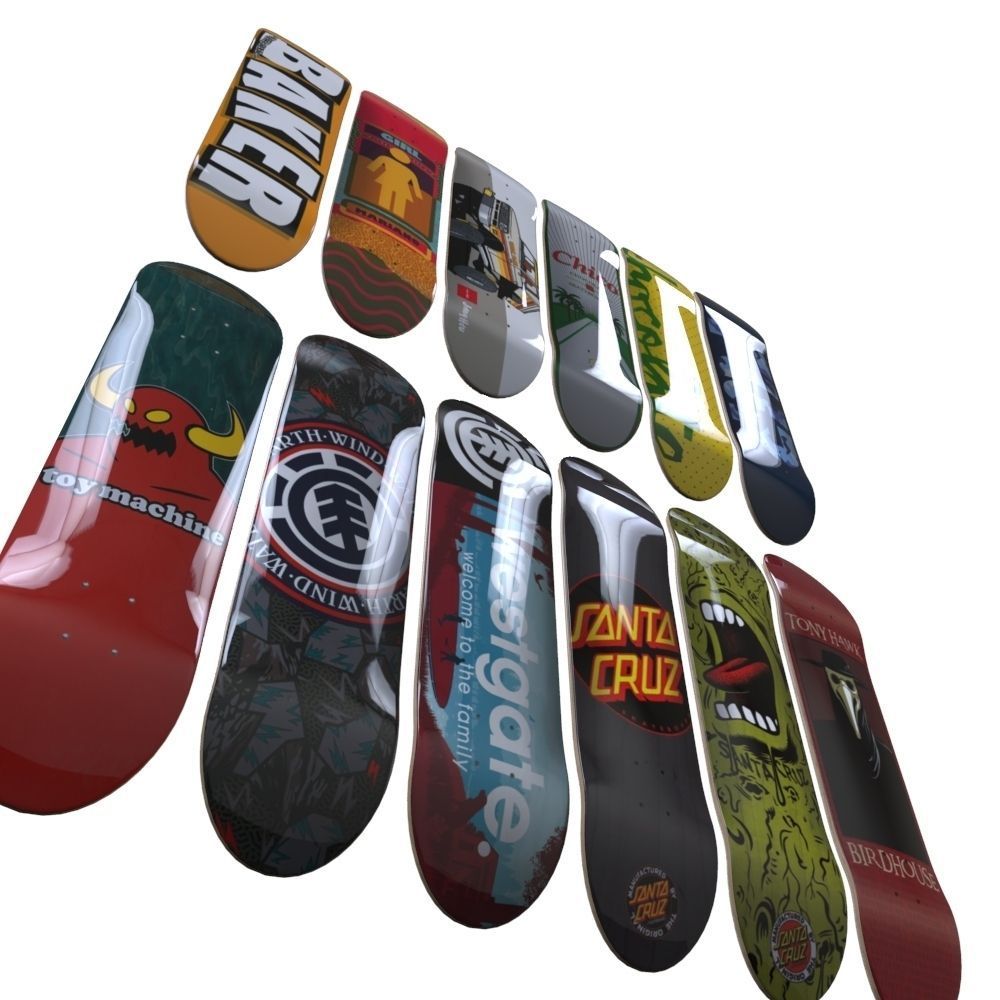 Skate Decks Low-poly 3D model_9
