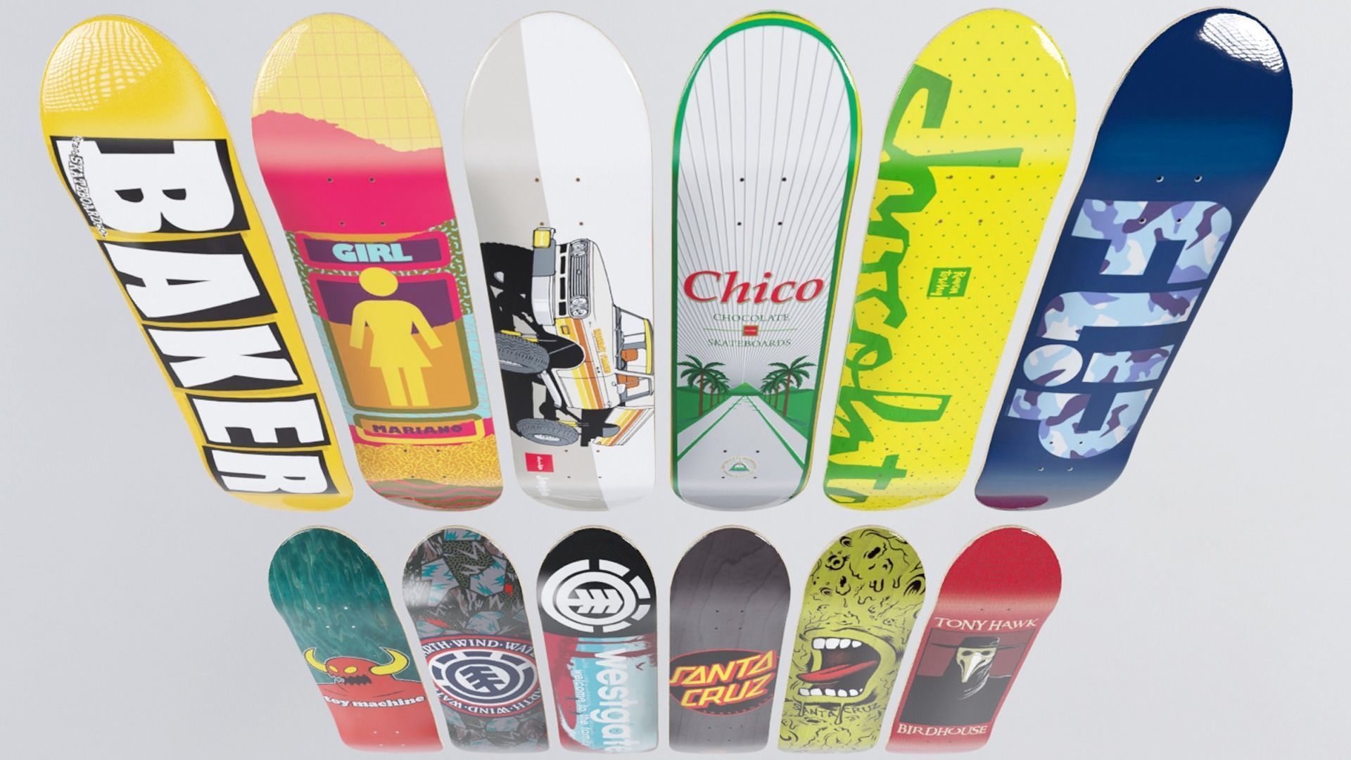 Skate Decks Low-poly 3D model_1