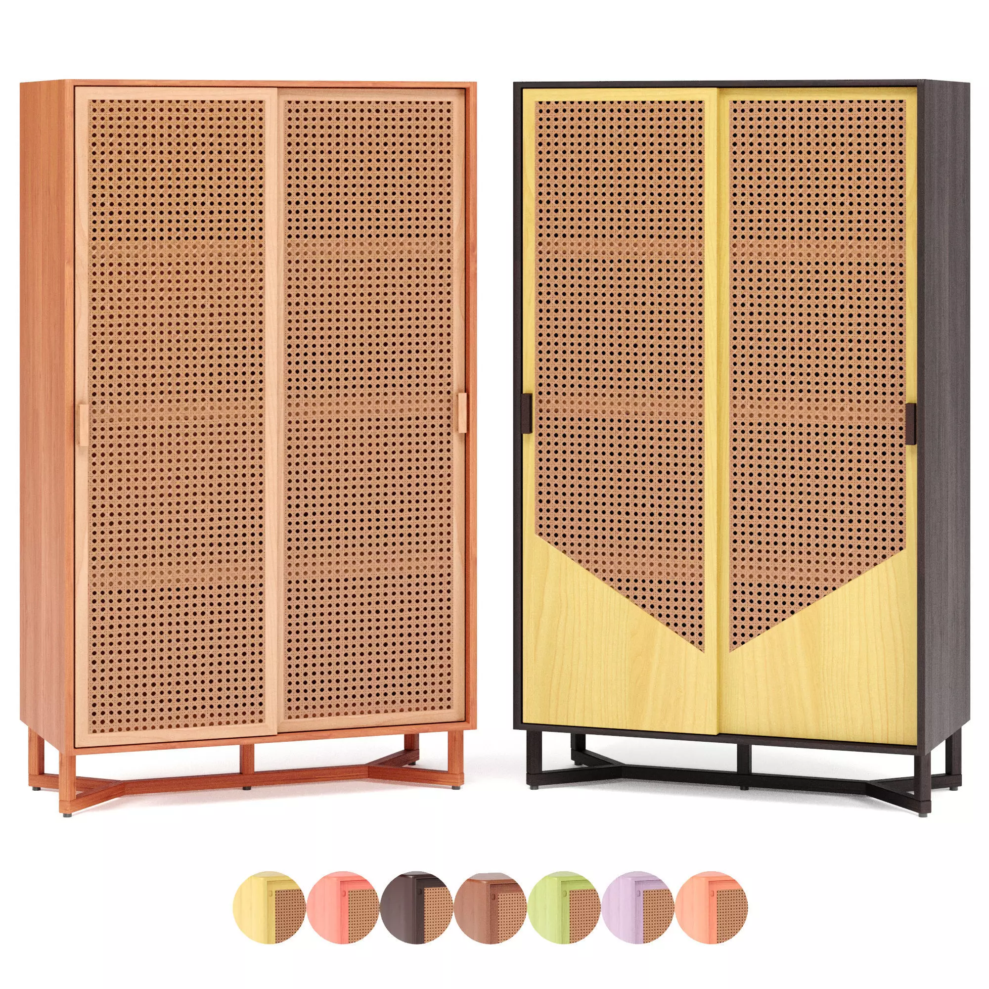 Rattan Closet By adjustable color Low-poly 3D model