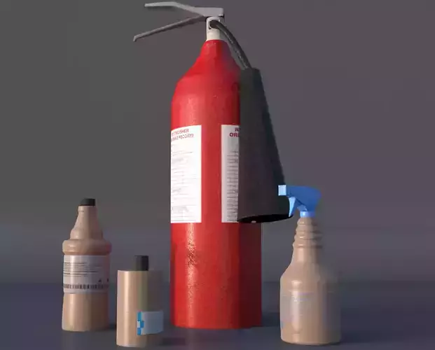Extinguisher and bottles