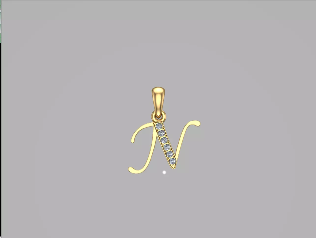 N Neckles initial pendant gold with diamonds 3D print model_0