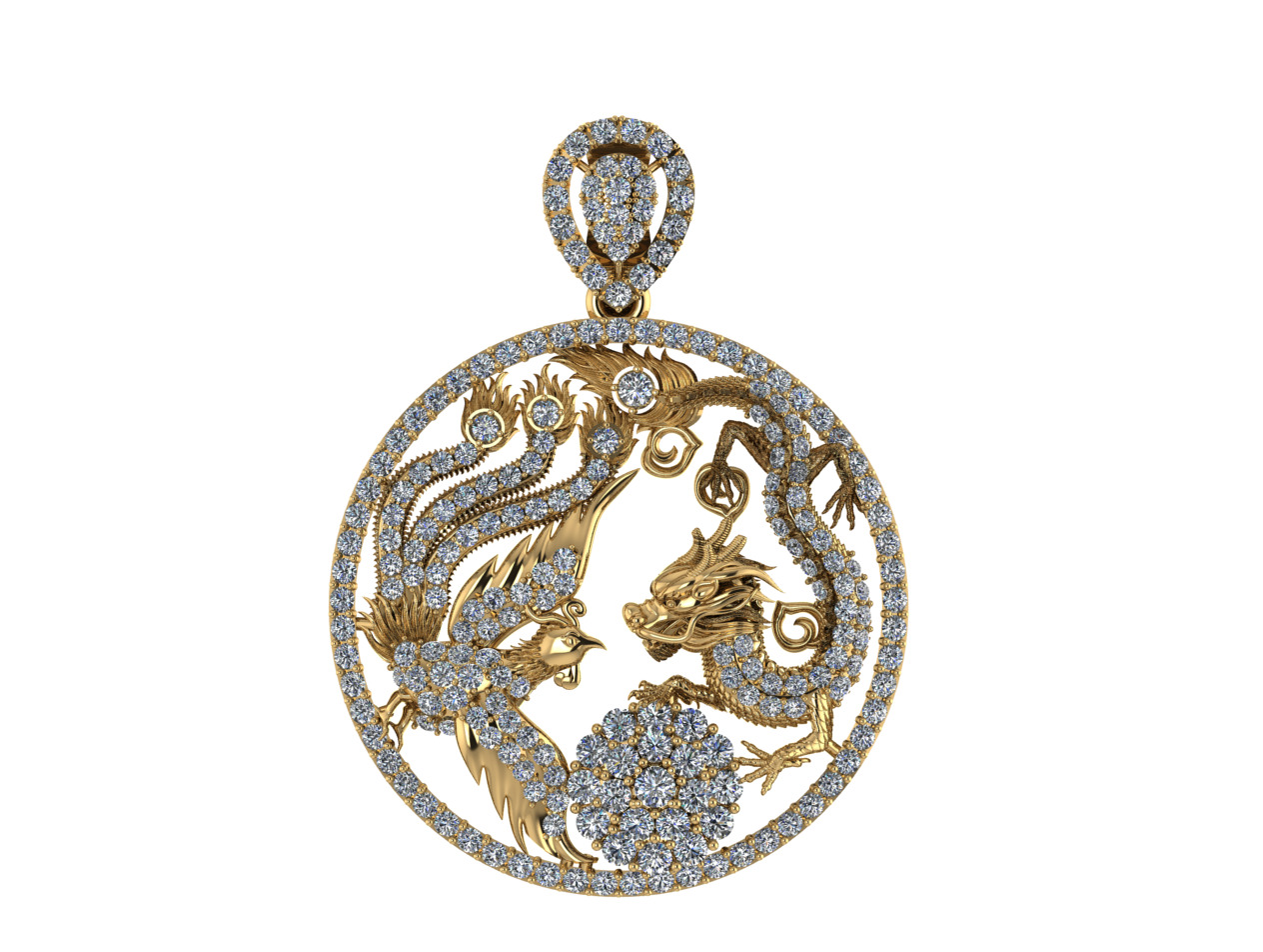 N Neckles initial pendant gold with diamonds 3D print model_5