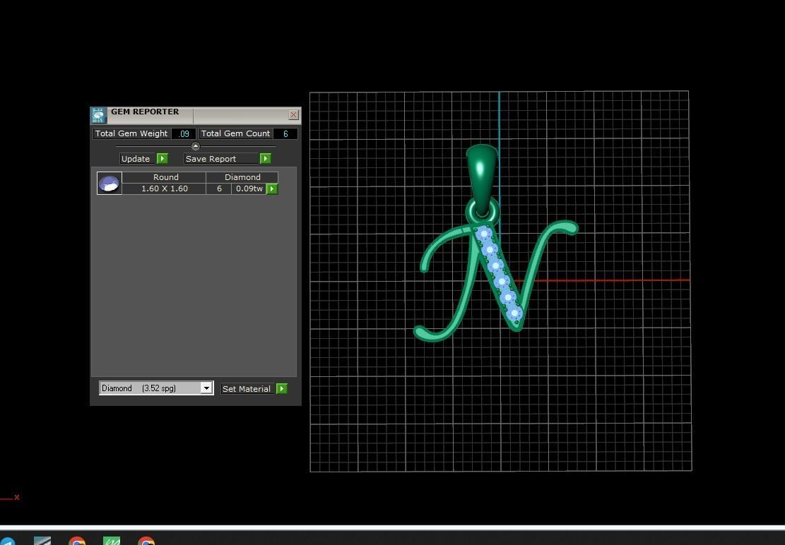 N Neckles initial pendant gold with diamonds 3D print model_2