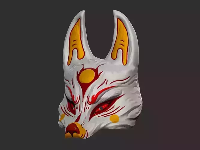 Demon Kitsune Fox Mask - Japanese Cosplay - Halloween Costume