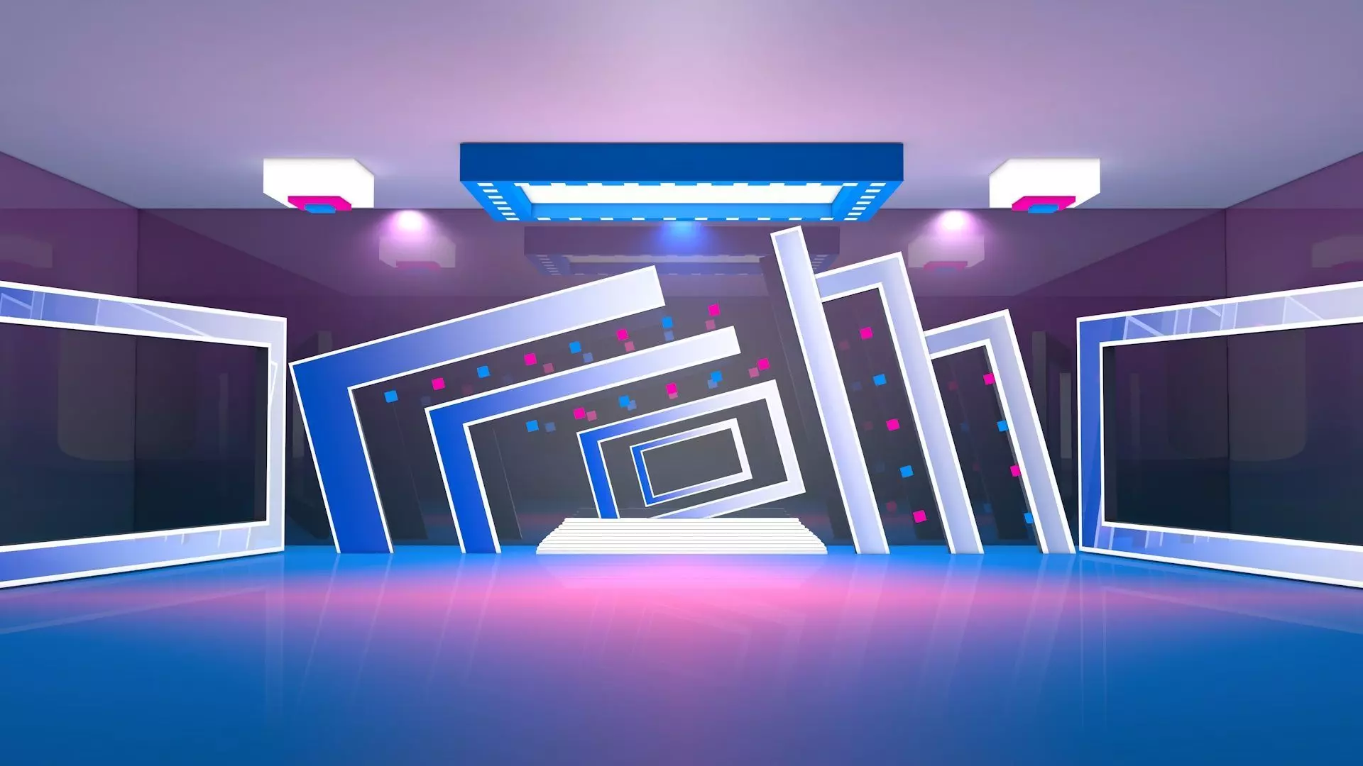 colorful virtual set  Low-poly 3D model_0