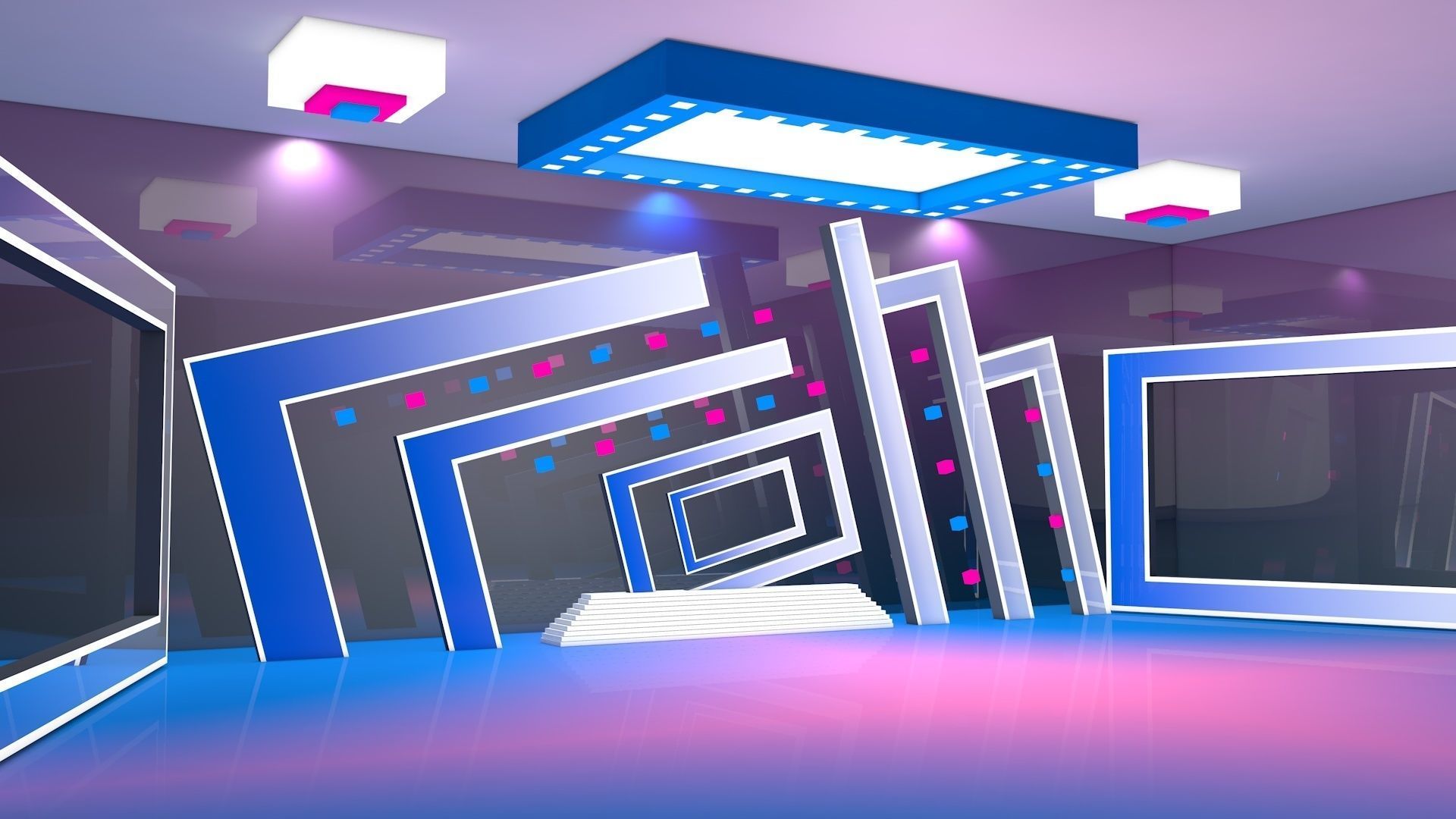 colorful virtual set  Low-poly 3D model_2