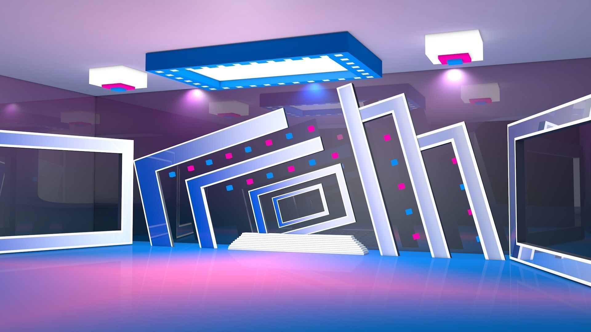 colorful virtual set  Low-poly 3D model_3