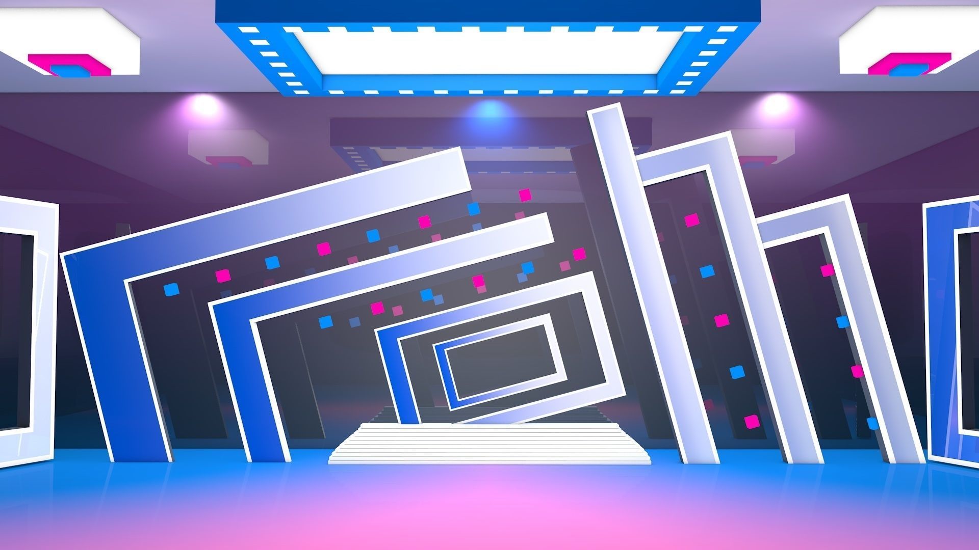 colorful virtual set  Low-poly 3D model_4